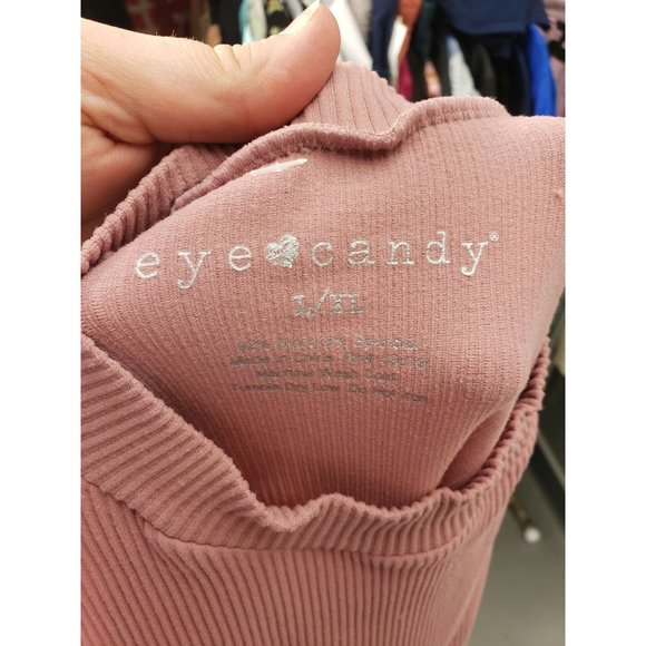 Juniors Eye‎ Candy Purple Lavender Seamless Rib Crew Neck Tank Top Size Large XL - Picture 3 of 8